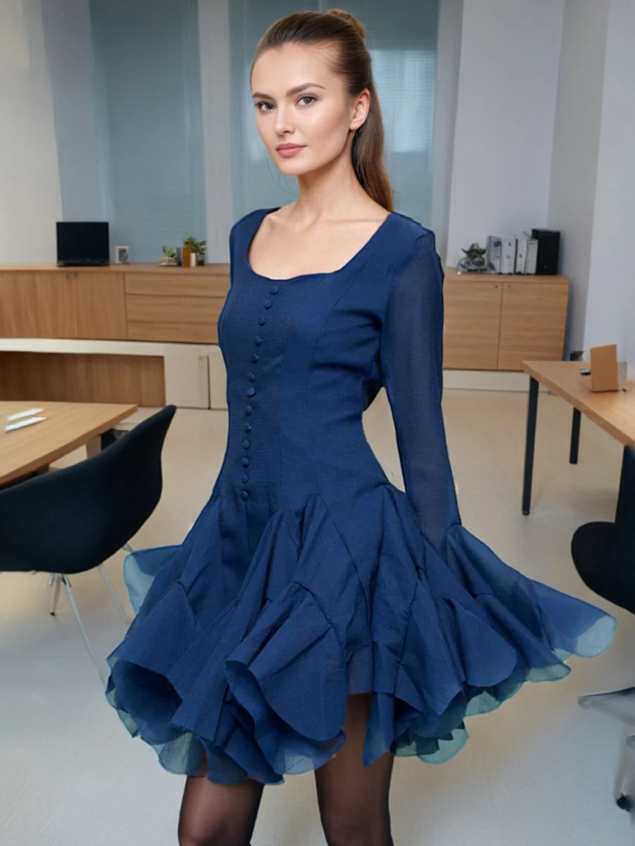 Elegant French Style Long Sleeve Square Collar Single Button Dress Short Skirt Slimming Waistline Belly Covering Lace Trim Wo...
Elegant French Style Long Sleeve Square Collar Single Button Dress Short Skirt Slimming Waistline Belly Covering Lace Trim Wo...