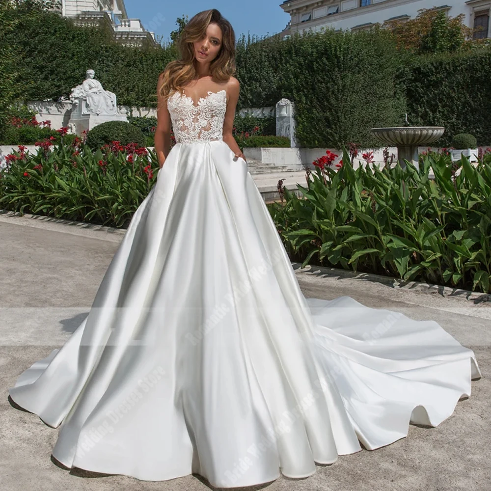 Sweetheart Collar Women Wedding Dresses Romantic Popular Sleeveless Bridal Gowns Engagement Banquet Vestidos De Noiva Customized
Sweetheart Collar Women Wedding Dresses Romantic Popular Sleeveless Bridal Gowns Engagement Banquet Vestidos De Noiva Customized