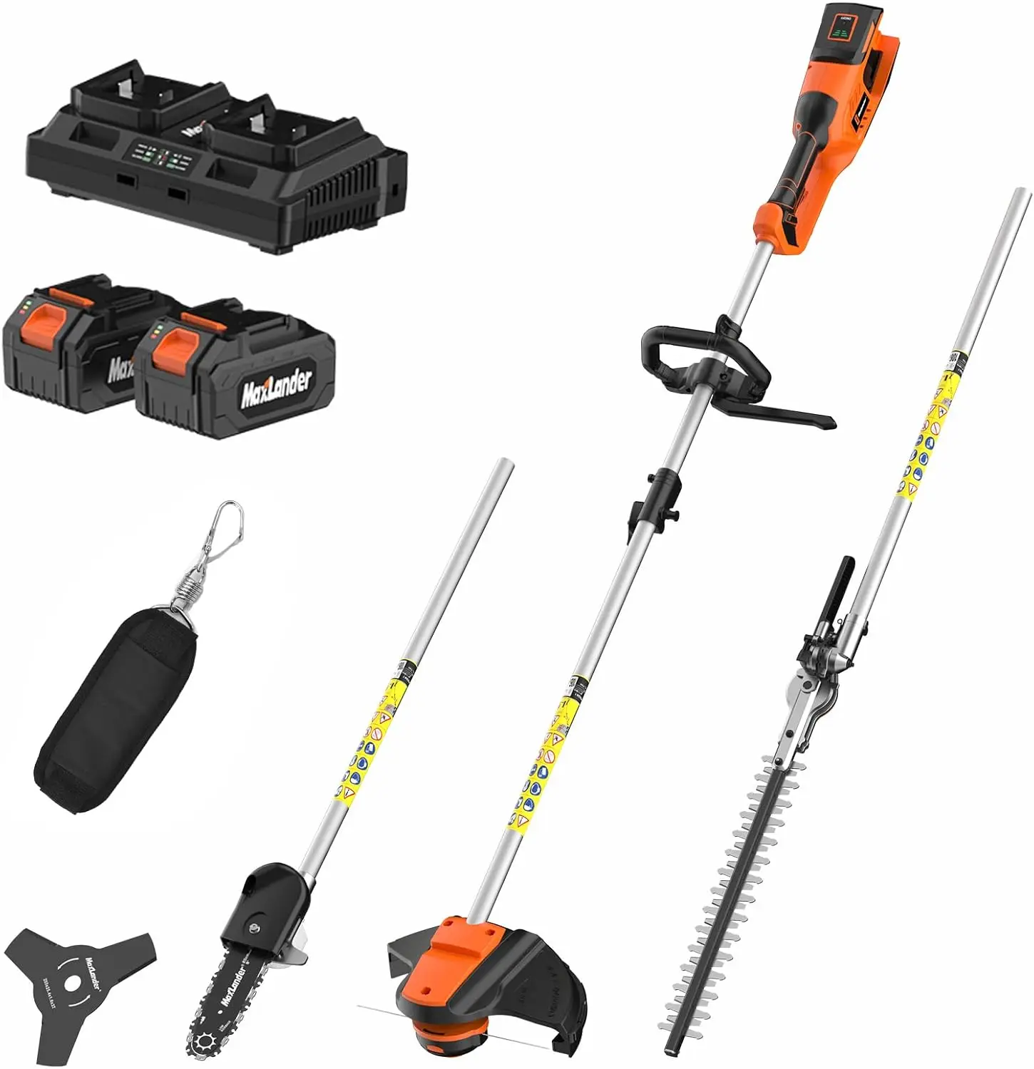40V Hedge Trimmer, Weed Wacker Cordless, 8" Electric Pole Saw and Brush Cutter Blade, 4-in-1 Multi Garden Tools with 2 * 20V 4Ah
40V Hedge Trimmer, Weed Wacker Cordless, 8" Electric Pole Saw and Brush Cutter Blade, 4-in-1 Multi Garden Tools with 2 * 20V 4Ah