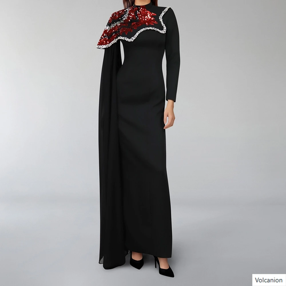 Customized A-line Evening Dresses Floor-length High-neck Full Sleeve Prom Gown Fashion Sequined Crystal Simple Draped Party Gown
Customized A-line Evening Dresses Floor-length High-neck Full Sleeve Prom Gown Fashion Sequined Crystal Simple Draped Party Gown