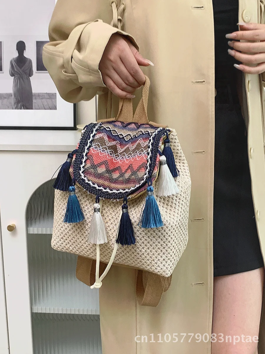 2024 Ethnic Women's Vintage Backpack Woven Fashion Contrast Casual Travel Bag Orange Blue Red Cotton Linen Artistic Chinese
2024 Ethnic Women's Vintage Backpack Woven Fashion Contrast Casual Travel Bag Orange Blue Red Cotton Linen Artistic Chinese