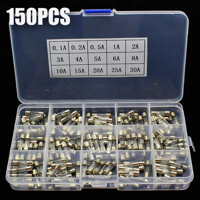 150pcs Glass Tube Fuses 250V 5x20mm Equipment Kit Quick Blow Supplies Tool With Plastic Box 0.1A-30A Industrial Useful
150pcs Glass Tube Fuses 250V 5x20mm Equipment Kit Quick Blow Supplies Tool With Plastic Box 0.1A-30A Industrial Useful