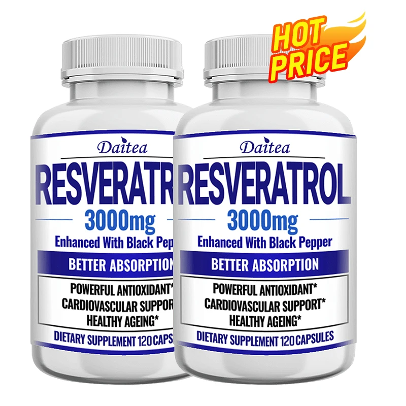 Resveratrol Supplement-3000 Mg, Healthy Aging, Immune Support, Heart Health, Antioxidant, Gluten-Free, Gluten-Free, 120 Capsules
Resveratrol Supplement-3000 Mg, Healthy Aging, Immune Support, Heart Health, Antioxidant, Gluten-Free, Gluten-Free, 120 Capsules