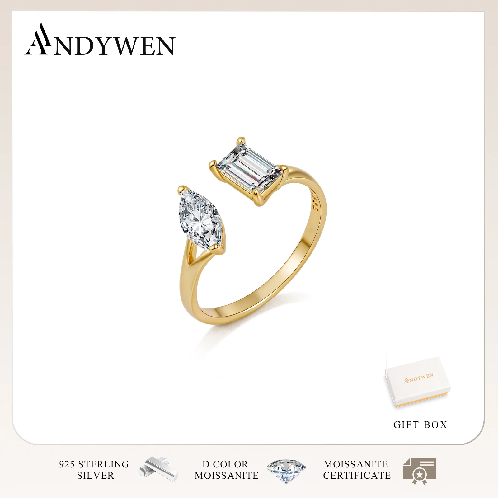 ANDYWEN 925 Sterling Silver Rectangle & Marquise Cut Moissanite D Color VVS1 Ring Sparkling Fashion 2026 Women Gift Jewelry
ANDYWEN 925 Sterling Silver Rectangle & Marquise Cut Moissanite D Color VVS1 Ring Sparkling Fashion 2026 Women Gift Jewelry