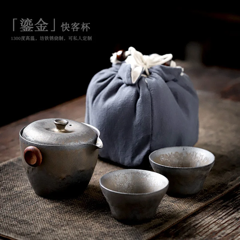 Japanese Tea Set Household Minimalist One Pot Two Cups Portable Travel Tea Set Gilding Old Ceramic Teapot Tea Cup
Japanese Tea Set Household Minimalist One Pot Two Cups Portable Travel Tea Set Gilding Old Ceramic Teapot Tea Cup