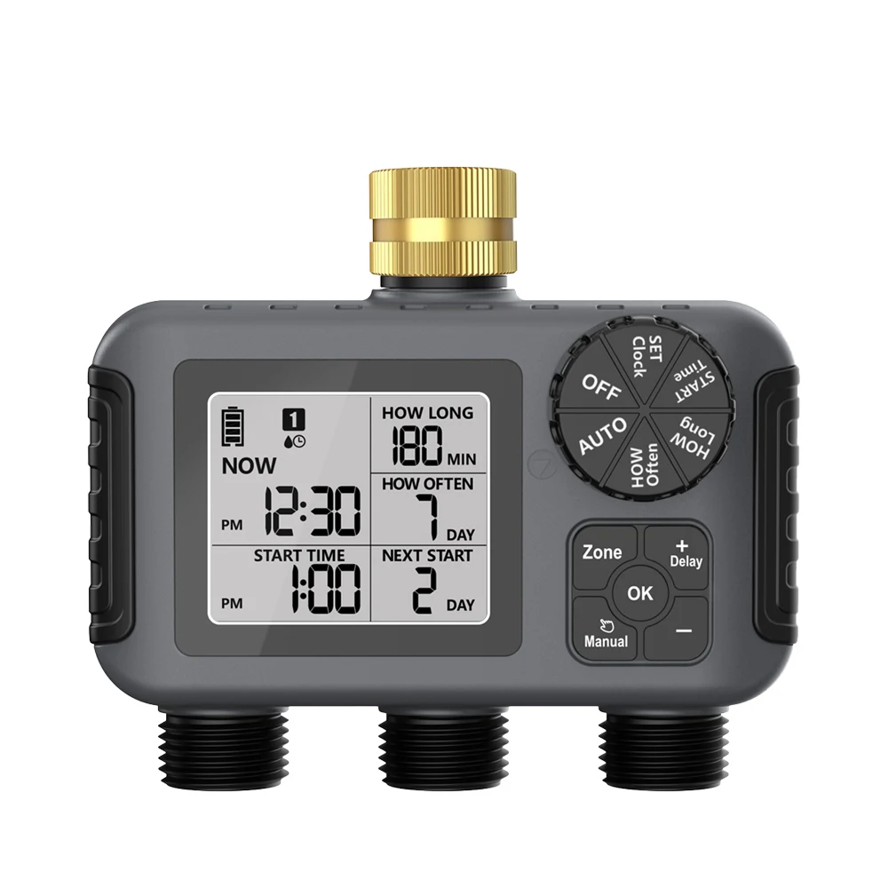 Factory New Smart 3-ZONE Digital Water Timer Garden Timing Irrigation Automatic Waterproof Watering Controller Watering Device
Factory New Smart 3-ZONE Digital Water Timer Garden Timing Irrigation Automatic Waterproof Watering Controller Watering Device