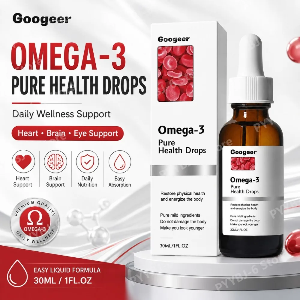 Googeer Omega-3 Liquid Drops – Pure Health Formula Supports Heart & Brain Wellness Daily Essential Fatty Acids 30ml for adults
Googeer Omega-3 Liquid Drops – Pure Health Formula Supports Heart & Brain Wellness Daily Essential Fatty Acids 30ml for adults