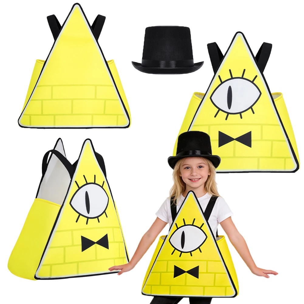 Cartoon Falls of Gravity Bill Cipher Cosplay Yellow Costume Hat Stage Performance Top Clothes Outfits Halloween Carnival Party
Cartoon Falls of Gravity Bill Cipher Cosplay Yellow Costume Hat Stage Performance Top Clothes Outfits Halloween Carnival Party
