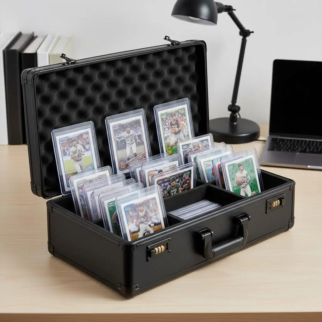 Trading Cards Carrying Case 14x13x6.5 Inches For Home Storage Travel Transport Tournament, 5 Slots Coded Lock Foam Dividers C
Trading Cards Carrying Case 14x13x6.5 Inches For Home Storage Travel Transport Tournament, 5 Slots Coded Lock Foam Dividers C