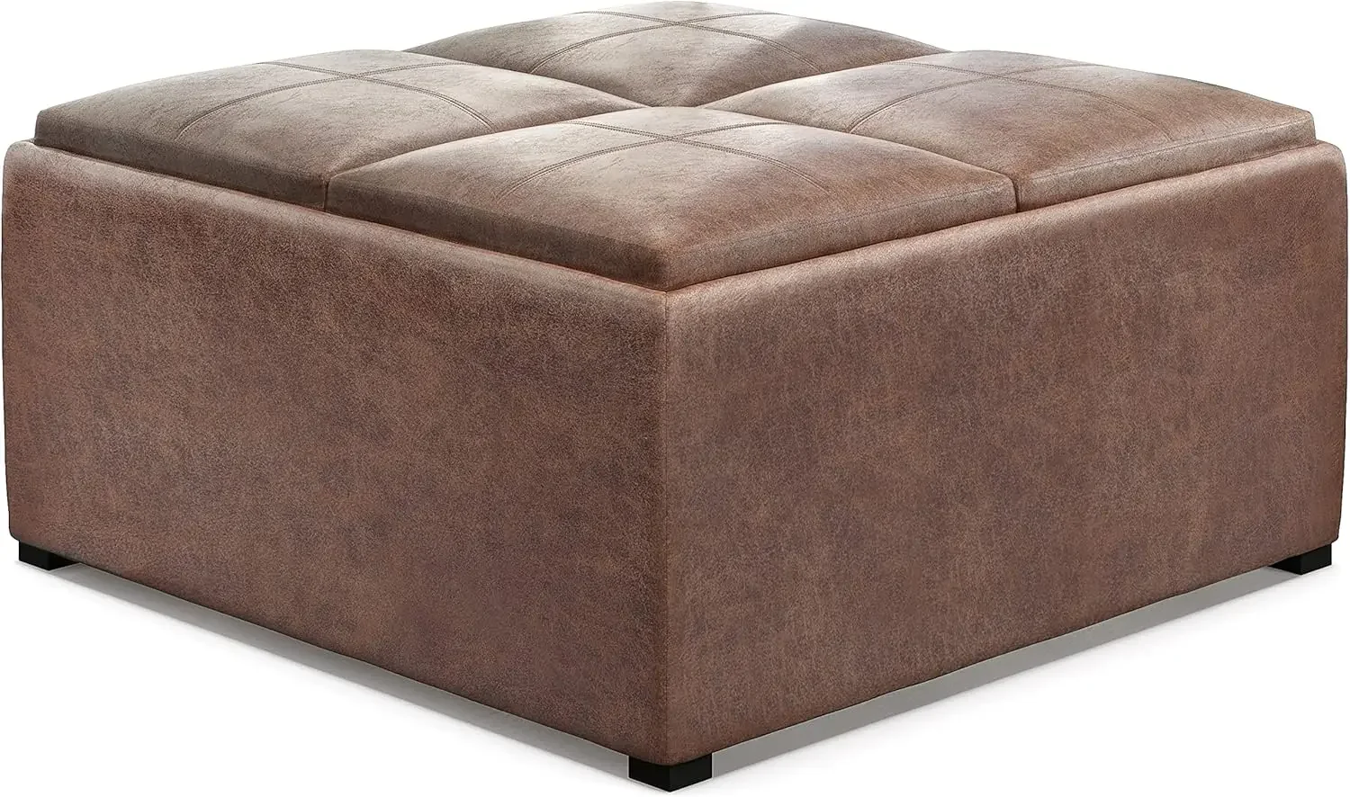 35 inch Wide Contemporary Square Coffee Table Storage Ottoman in Distressed Umber Brown Vegan Faux Leather for the Living Room
35 inch Wide Contemporary Square Coffee Table Storage Ottoman in Distressed Umber Brown Vegan Faux Leather for the Living Room