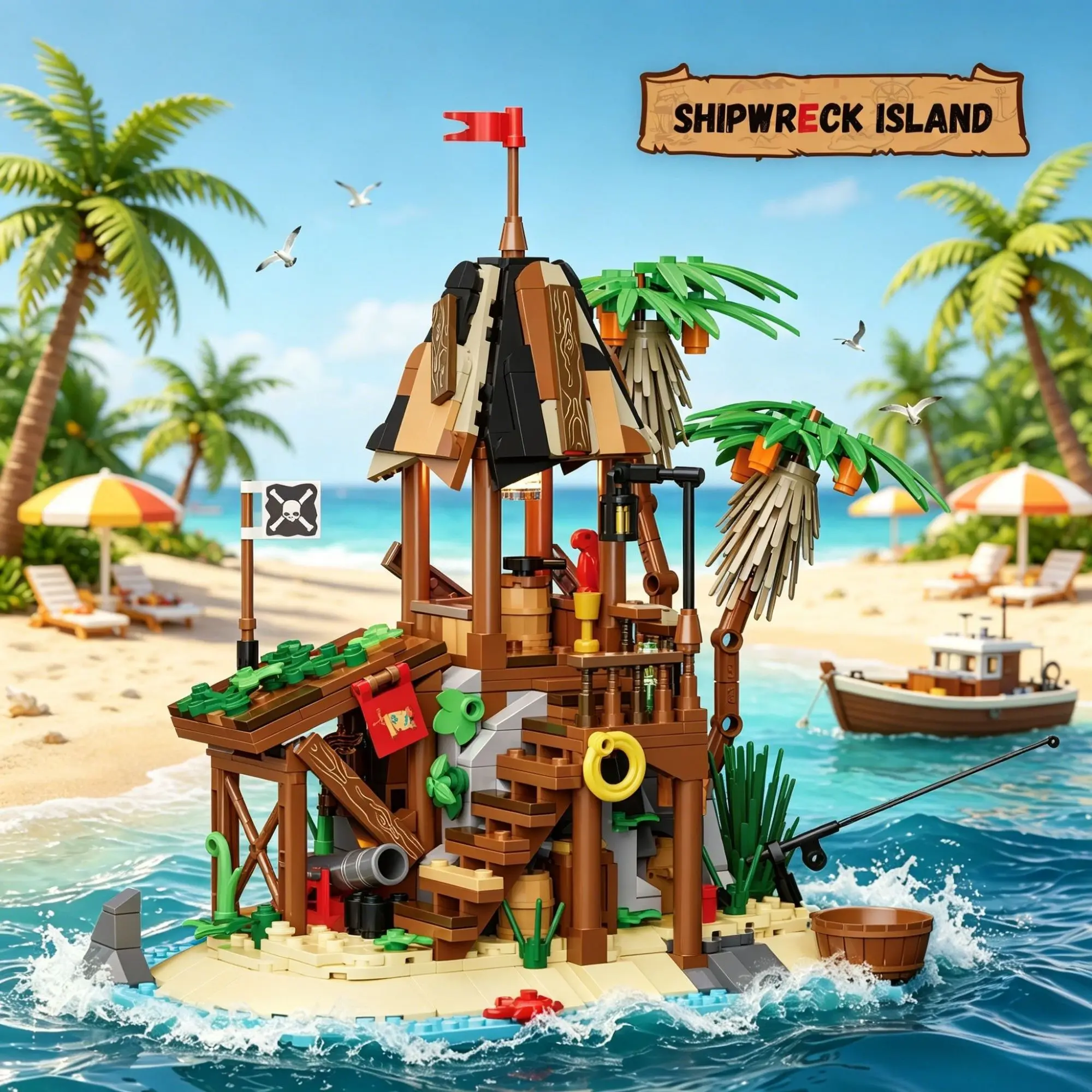 Vintage Seaside Wreck Island MOC 587PCS Building Blocks Theme Model Diorama Desktop Ornament Hobby DIY Brick Set Birthday Gifts
Vintage Seaside Wreck Island MOC 587PCS Building Blocks Theme Model Diorama Desktop Ornament Hobby DIY Brick Set Birthday Gifts