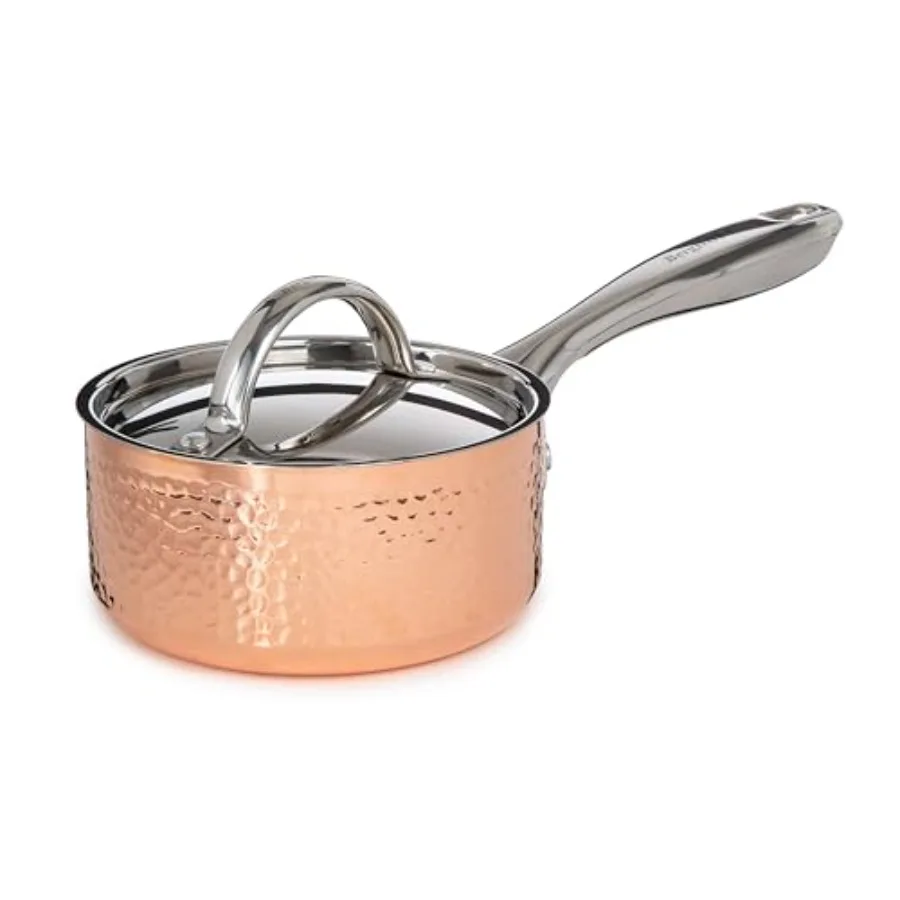 Vintage TriPly Copper 5.5in Saucepan 1qt. With Matching Lid Hammered Long Ergonomic Shaped Handle 3layer Base Gold
Vintage TriPly Copper 5.5in Saucepan 1qt. With Matching Lid Hammered Long Ergonomic Shaped Handle 3layer Base Gold