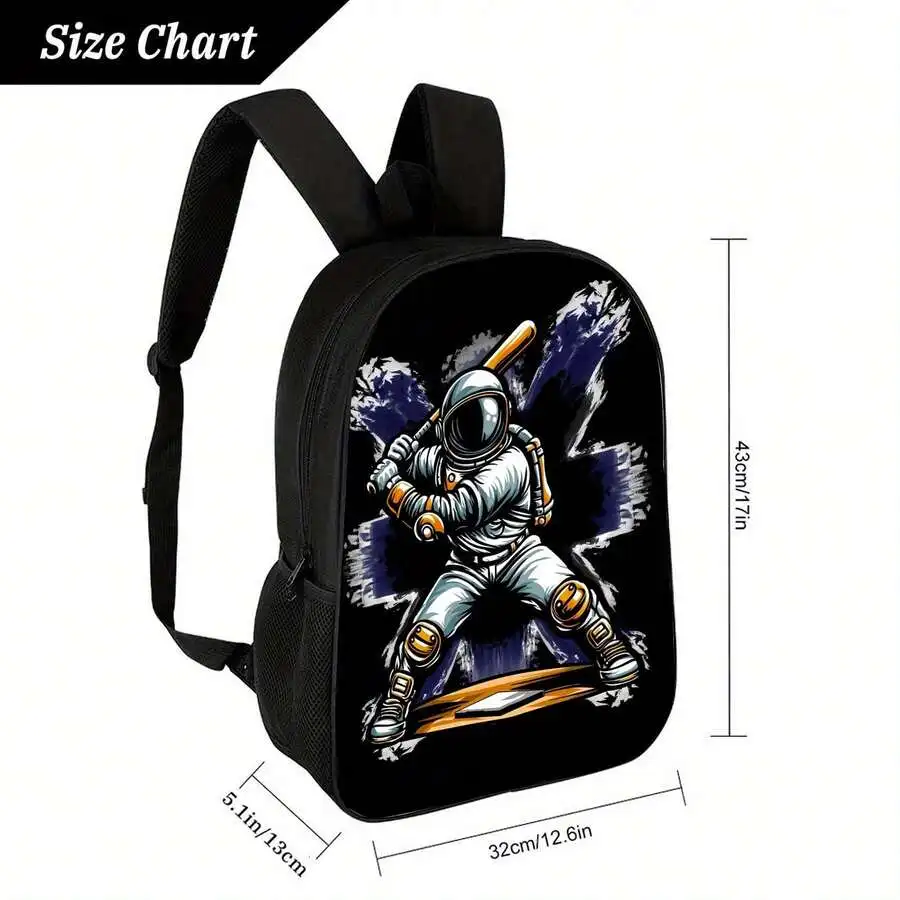 Lightweight Black Unisex Printed Backpack With Astronaut Design Adjustable Strap Zipper Closure Travel School Bag
Lightweight Black Unisex Printed Backpack With Astronaut Design Adjustable Strap Zipper Closure Travel School Bag
