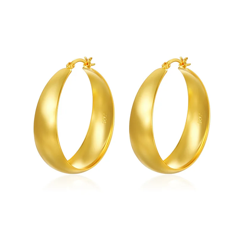 Metal Brass Lightweight 14k Gold Plated Mirror Fashion Large Hoop Earrings for Women Hypoallergenic S925 Sterling Silver Post
Metal Brass Lightweight 14k Gold Plated Mirror Fashion Large Hoop Earrings for Women Hypoallergenic S925 Sterling Silver Post