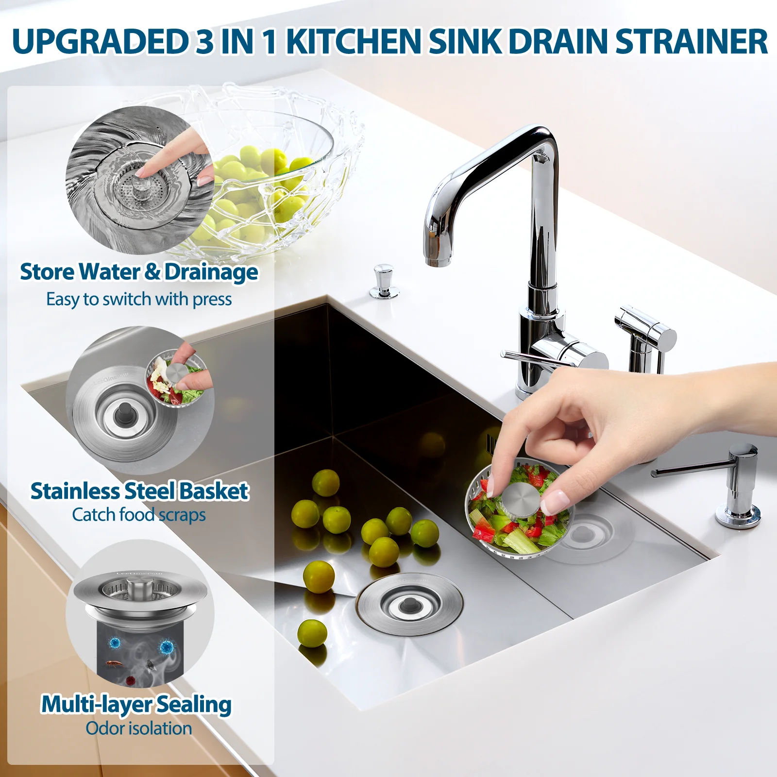 2x Kitchen Sink Strainer and Stopper Combos Portable Lightweight Popup Sink Stoppers for Bar Farmhouse Household Restaurant Dorm
2x Kitchen Sink Strainer and Stopper Combos Portable Lightweight Popup Sink Stoppers for Bar Farmhouse Household Restaurant Dorm