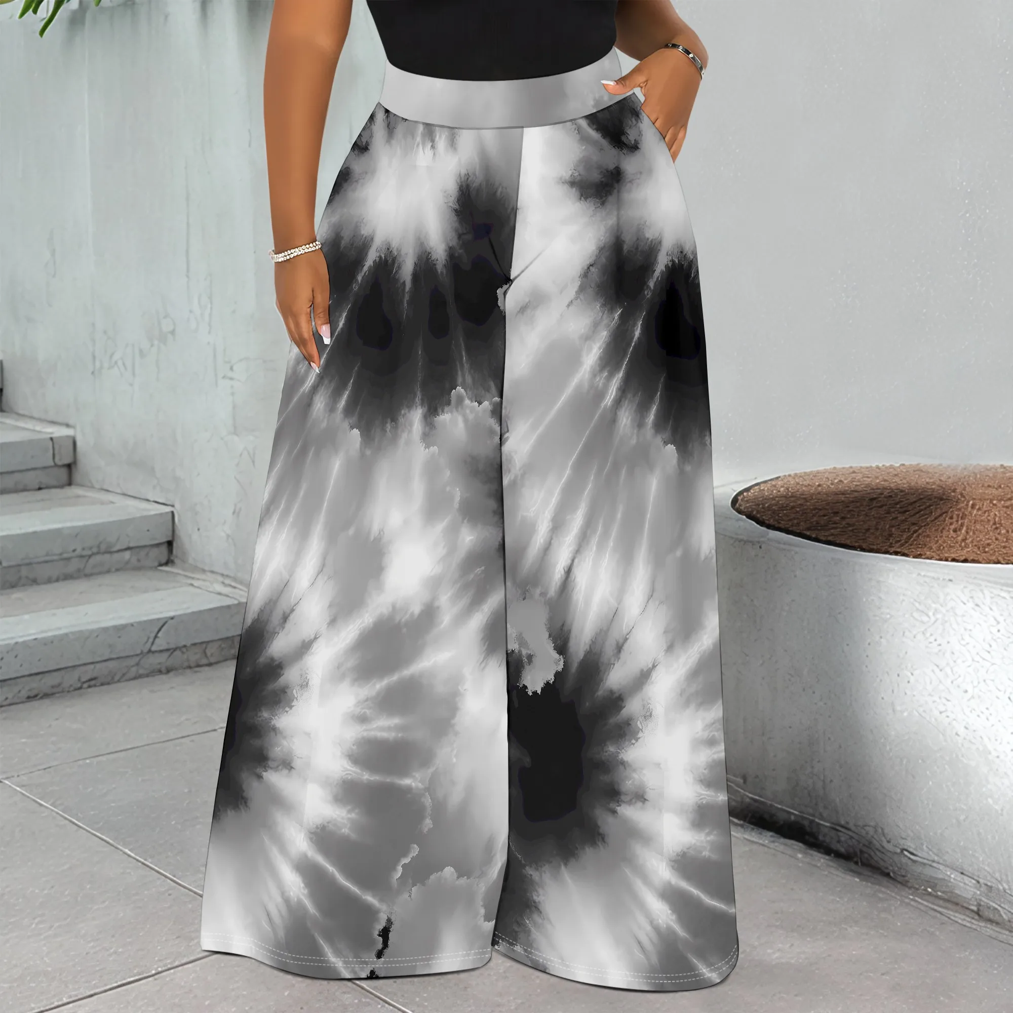 Black White Tie Dye Pants, Wide Leg Trousers, High Waist Palazzo, Pocket Lounge Wear, S-2XL
Black White Tie Dye Pants, Wide Leg Trousers, High Waist Palazzo, Pocket Lounge Wear, S-2XL