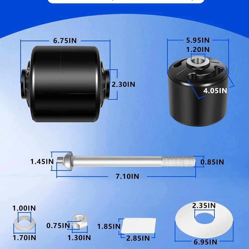Quick Align Pivot Bolt Bushing Kit Replacement for Hendrickson S-24691 S-21166, Compatible with Hendrickson Turner Lift &Trailer
Quick Align Pivot Bolt Bushing Kit Replacement for Hendrickson S-24691 S-21166, Compatible with Hendrickson Turner Lift &Trailer