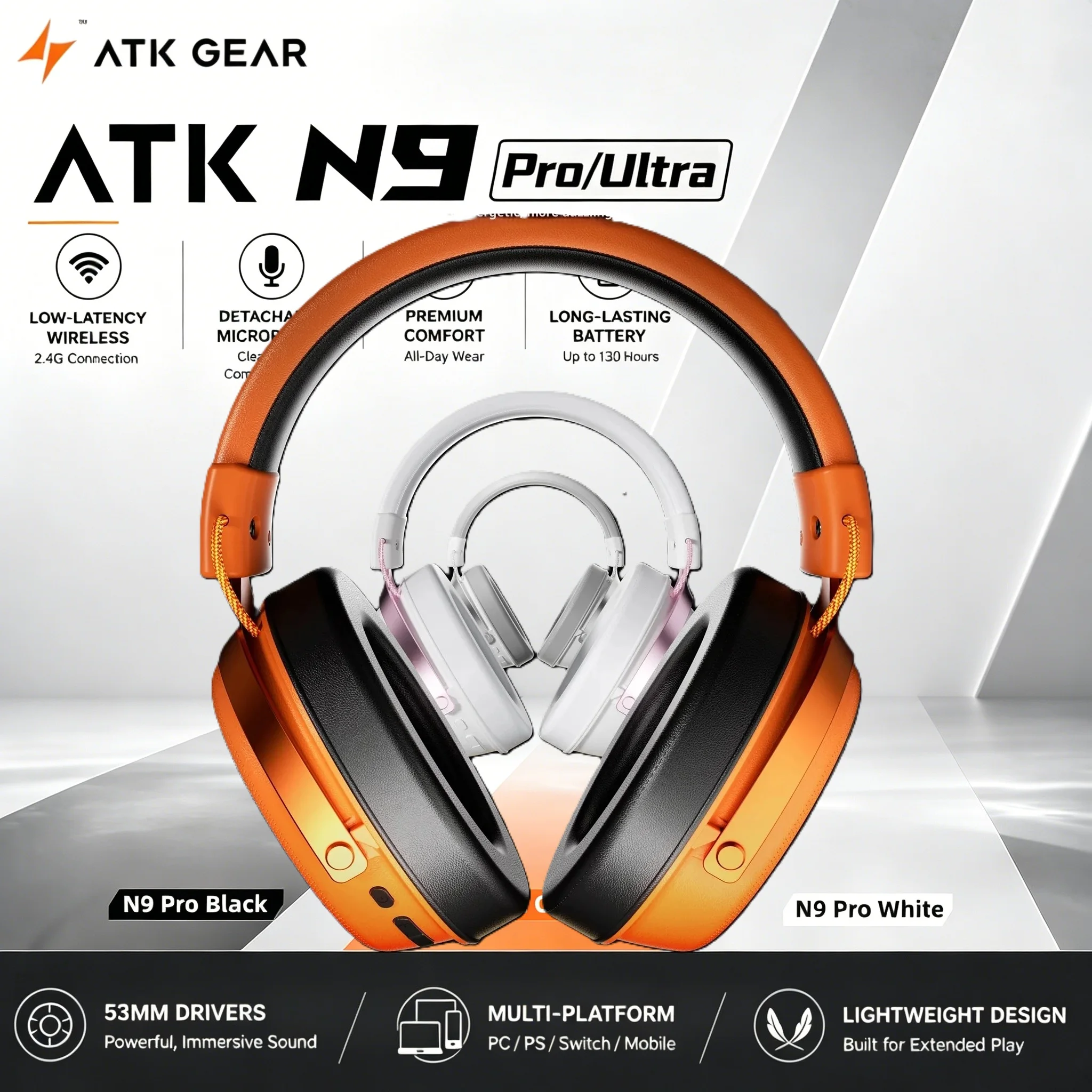 ATK N9 Pro Ultra Wireless Gaming Headset with Detachable Mic Low Latency Noise Cancelling Over-Ear Headphones for PS5 PS4 PC
ATK N9 Pro Ultra Wireless Gaming Headset with Detachable Mic Low Latency Noise Cancelling Over-Ear Headphones for PS5 PS4 PC