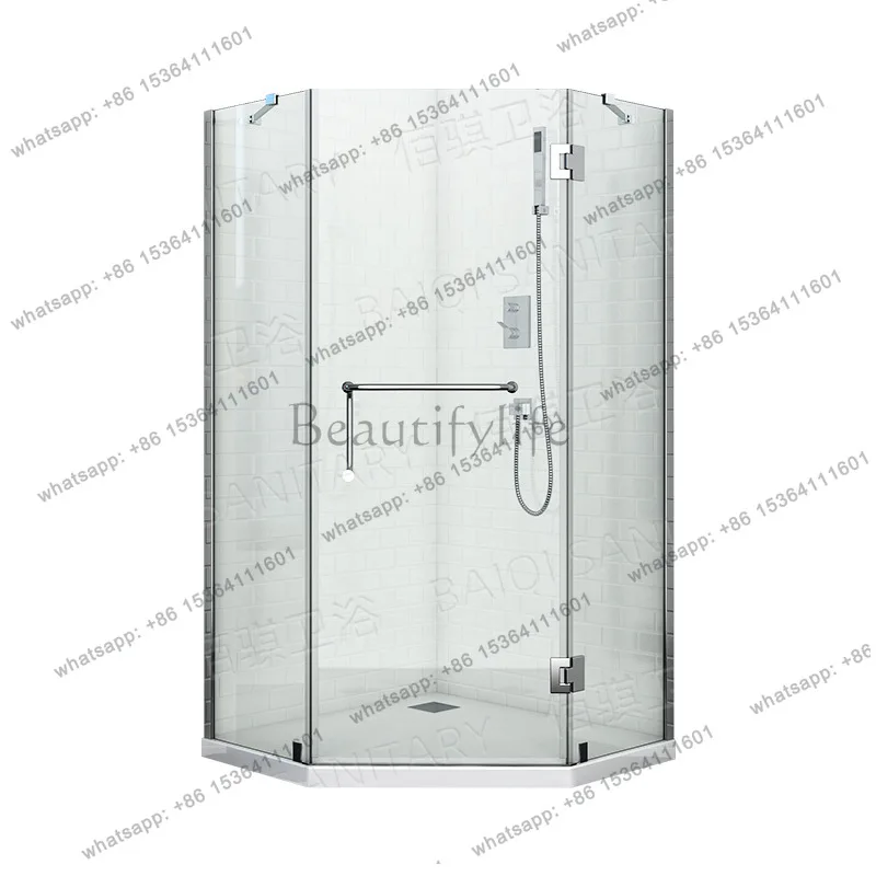 Modern simple diamond-shaped integral shower room transparent glass casement door partition
Modern simple diamond-shaped integral shower room transparent glass casement door partition