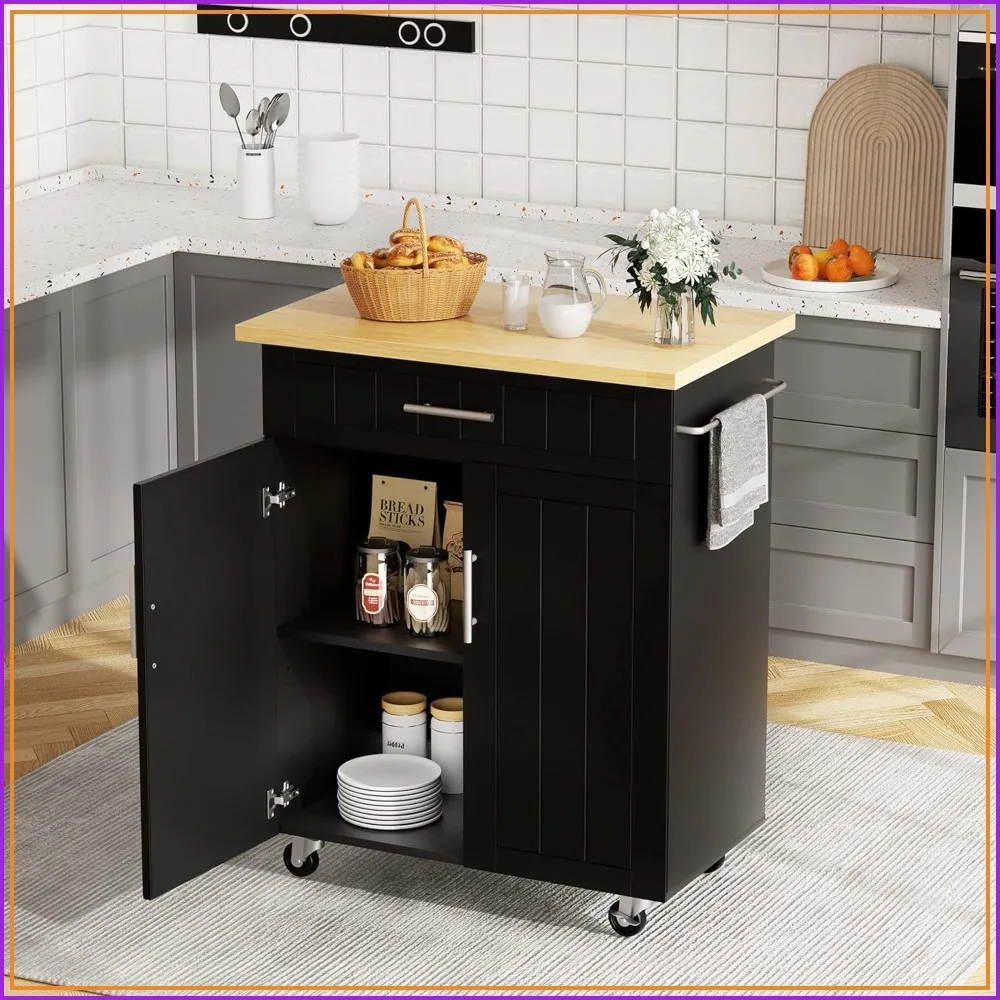 26" Kitchen Island on Wheels with Storage Cabinet & Shelves, Towel Rack Handle, Portable Cart for Kitchen, Black
26" Kitchen Island on Wheels with Storage Cabinet & Shelves, Towel Rack Handle, Portable Cart for Kitchen, Black