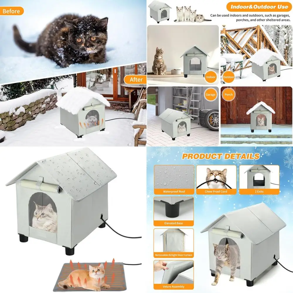 Winter Insulated Outdoor Cat Shelter with Escape Door, Waterproof and Elevated for Feral Cats or Small Dogs (Grey, Medium)
Winter Insulated Outdoor Cat Shelter with Escape Door, Waterproof and Elevated for Feral Cats or Small Dogs (Grey, Medium)