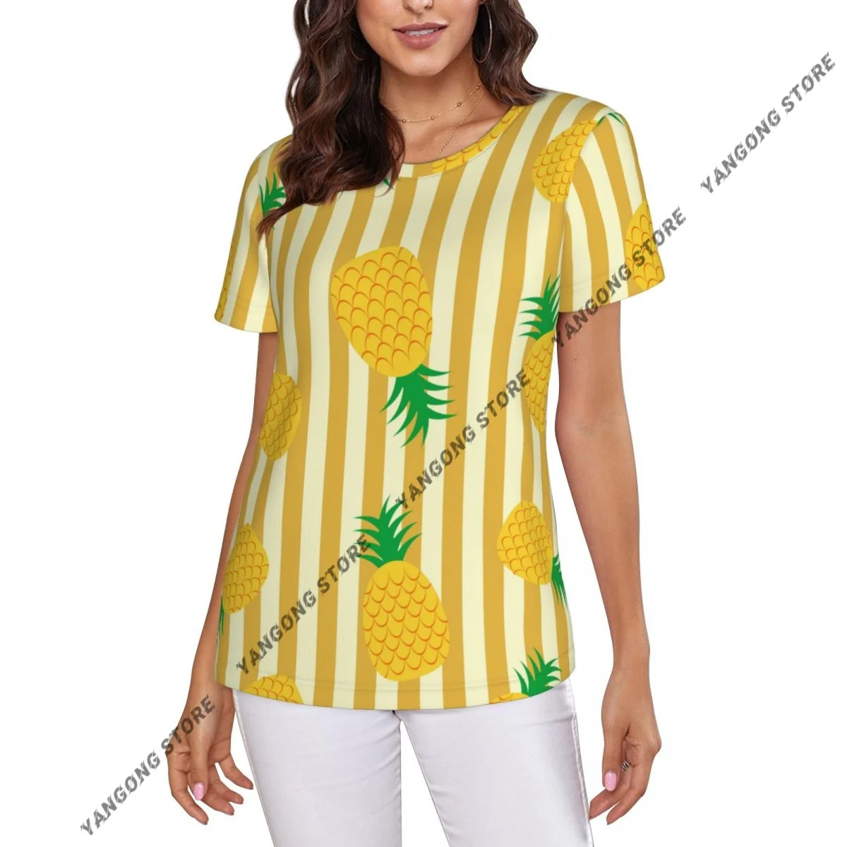 T Shirt Women Pineapple Background Tee Shirt Casual Round Neck Short Sleeve Streetwear Female T-Shirt
T Shirt Women Pineapple Background Tee Shirt Casual Round Neck Short Sleeve Streetwear Female T-Shirt
