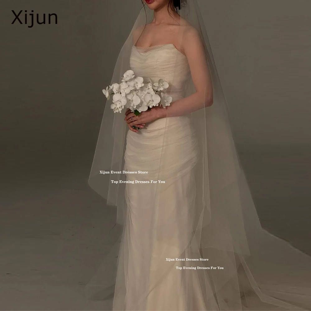 Xijun Ivory Mermaid Tulle Wedding Dresses Korean Women Strapless Photoshoot Prom Dresses Sleeveless Formal Prom Gowns Customized
Xijun Ivory Mermaid Tulle Wedding Dresses Korean Women Strapless Photoshoot Prom Dresses Sleeveless Formal Prom Gowns Customized