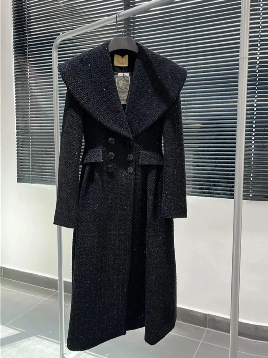 Black Long Coats for Women Autumn Winter 2023 New Slim Elegant Lady Woolen Coat Large lapel double breasted overcoat Y4705
Black Long Coats for Women Autumn Winter 2023 New Slim Elegant Lady Woolen Coat Large lapel double breasted overcoat Y4705