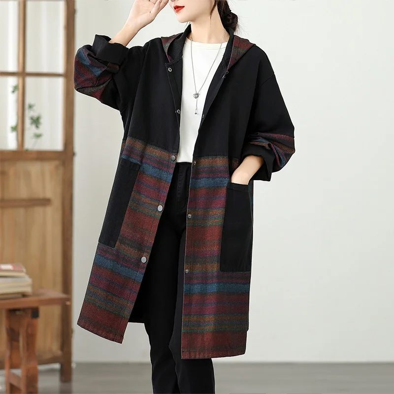 Loose Casual Printed Splice Color Blo Long Sve Hooded Denim Jaet plus Size Women's Faion Korean Sle Windbreaker
Loose Casual Printed Splice Color Blo Long Sve Hooded Denim Jaet plus Size Women's Faion Korean Sle Windbreaker