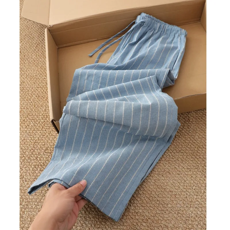 Blue Striped Linen Wide Leg Pants Women's Casual Comfortable Straight Cord Drawstring Thin Cotton Polyester Blend Natural Wai...
Blue Striped Linen Wide Leg Pants Women's Casual Comfortable Straight Cord Drawstring Thin Cotton Polyester Blend Natural Wai...