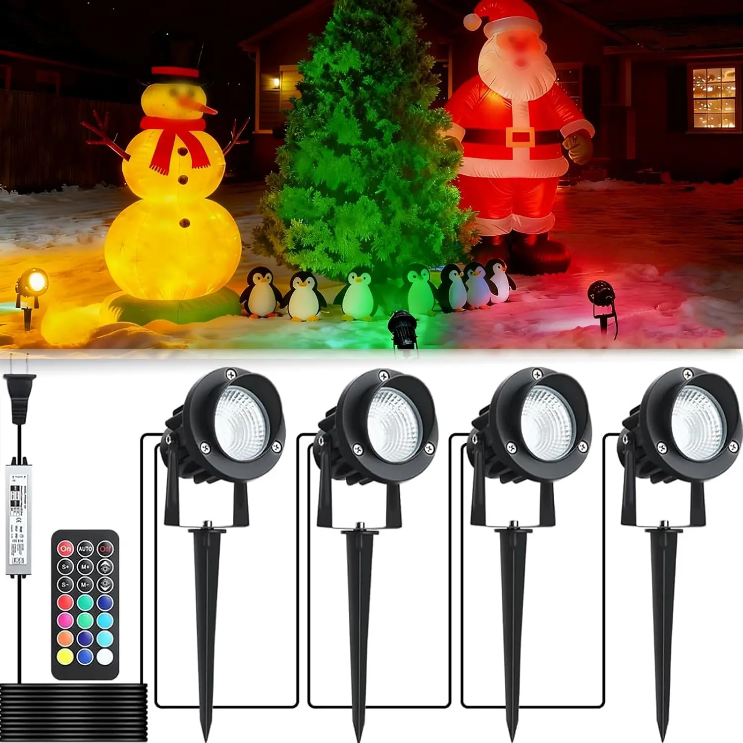 Светодиодные точечные светильники RGB мощностью 20 Вт, 120 В, 1000 лм, 12 цветов, 19 режимов, водонепроницаемость IP65, упаковка из 4 шт., уличные ландшафтные светильники для двора и сада
Светодиодные точечные светильники RGB мощностью 20 Вт, 120 В, 1000 лм, 12 цветов, 19 режимов, водонепроницаемость IP65, упаковка из 4 шт., уличные ландшафтные светильники для двора и сада