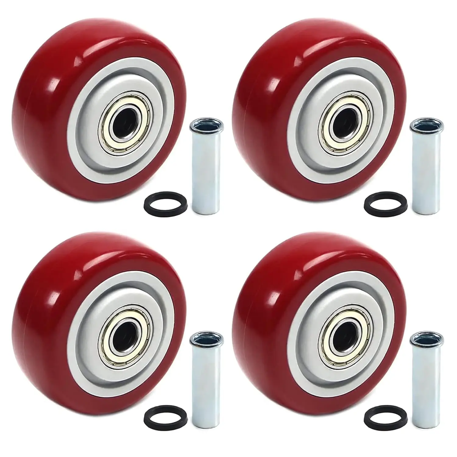 4 Pack 3 Inch PU Caster Wheels with Double Ball Bearings for Cart, Trolley, Platform Truck Replacement
4 Pack 3 Inch PU Caster Wheels with Double Ball Bearings for Cart, Trolley, Platform Truck Replacement