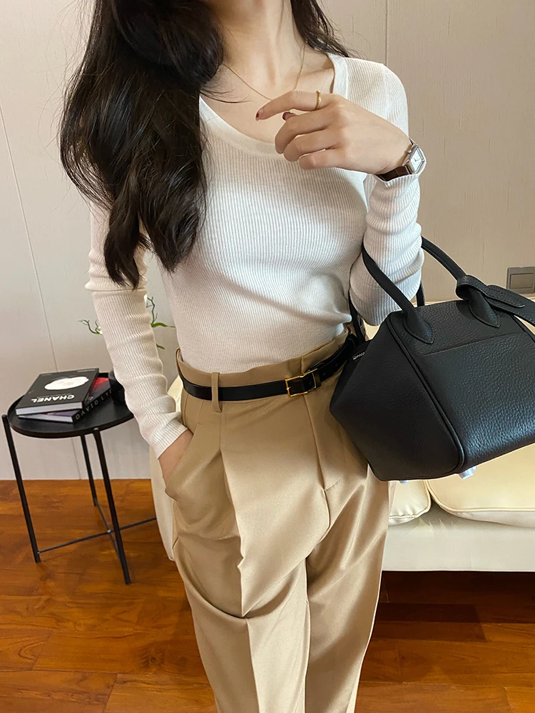 Autumn Winter Camere Wool Knitted U-Ne Base Layer Top Women's Slim Fit Casual Sle Long Sve Knitwear Color
Autumn Winter Camere Wool Knitted U-Ne Base Layer Top Women's Slim Fit Casual Sle Long Sve Knitwear Color