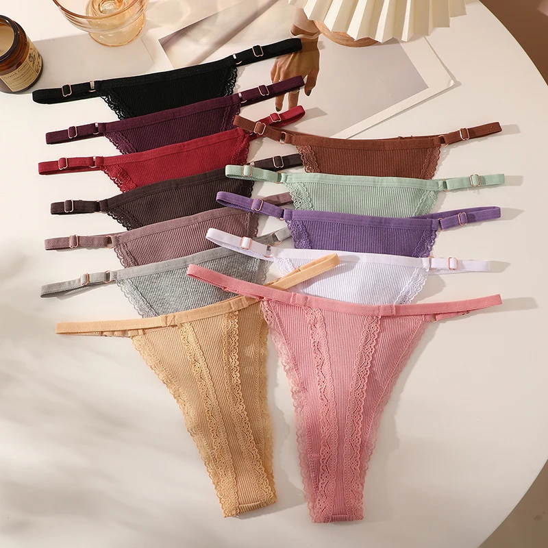 FINETOO 5Pcs Women Cotton Lace Thongs Adjustable Belt Underwear Sexy Ribbed Striped G-string Panties Breathable Bikini Lingerie
FINETOO 5Pcs Women Cotton Lace Thongs Adjustable Belt Underwear Sexy Ribbed Striped G-string Panties Breathable Bikini Lingerie