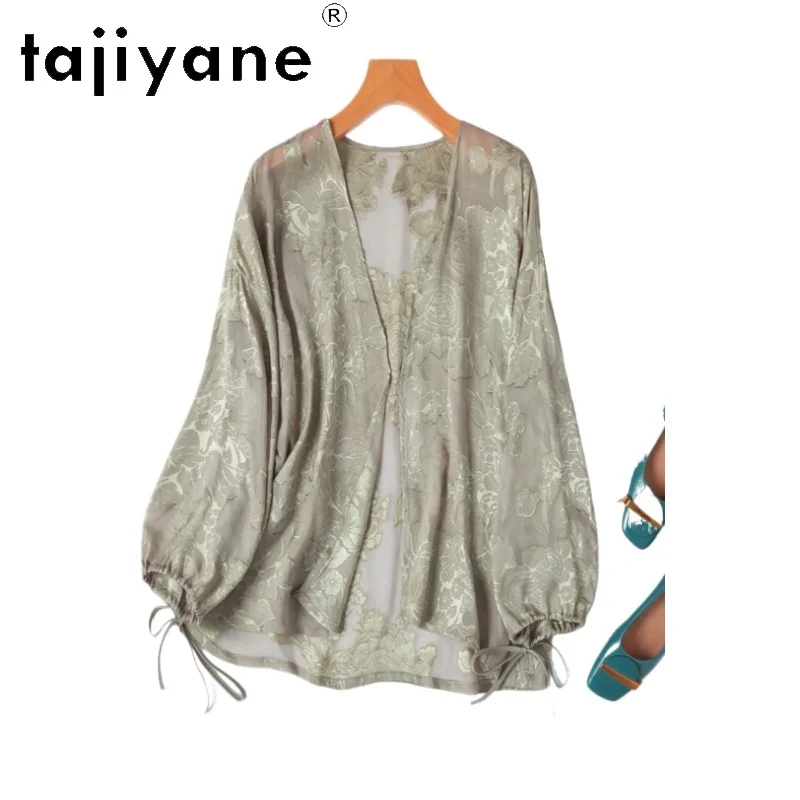 TAJIYANE 100% Real Mulberry Silk Blouse Top Quality Lantern Sleeves Silk Cardigan Woman Summer Tops 2025 Ladies Clothes Camisas
TAJIYANE 100% Real Mulberry Silk Blouse Top Quality Lantern Sleeves Silk Cardigan Woman Summer Tops 2025 Ladies Clothes Camisas