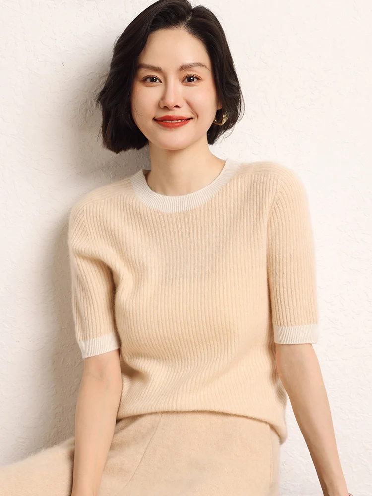 100% Кашемировый Женский Приталенный Пуловер с Круглым Вырезом, Весенне-Осенний Свитер с Рукавом до Локтя, Вязаная Одежда из Кашемира с Цветовыми Блоками, Повседневная Одежда
100% Кашемировый Женский Приталенный Пуловер с Круглым Вырезом, Весенне-Осенний Свитер с Рукавом до Локтя, Вязаная Одежда из Кашемира с Цветовыми Блоками, Повседневная Одежда