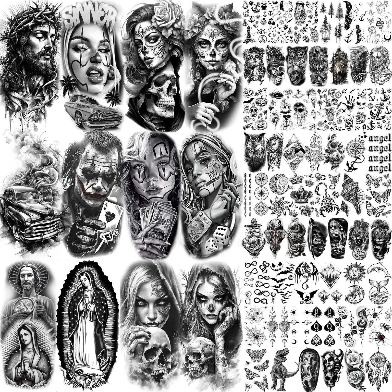 70 Sheets Cool Chicano Rebellious Girl Temporary Tattoos Bad Guy Gangster Jesus Tatoos Waterproof Realistic Fake Tattoo Stickers
70 Sheets Cool Chicano Rebellious Girl Temporary Tattoos Bad Guy Gangster Jesus Tatoos Waterproof Realistic Fake Tattoo Stickers