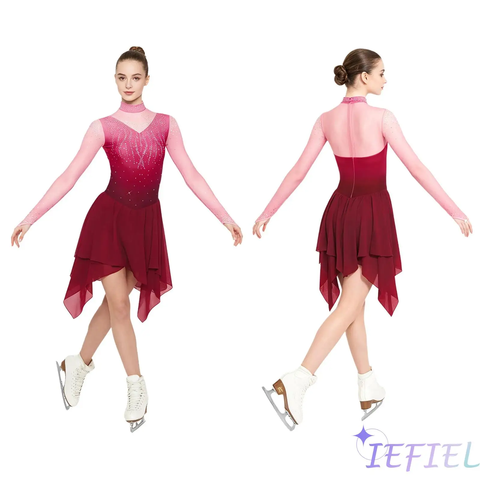 Womens Figure Skating Dance Costume Elegant Female Rhinestone Long Sleeve Dress with Built-in Briefs Contemporary Latin Costume
Womens Figure Skating Dance Costume Elegant Female Rhinestone Long Sleeve Dress with Built-in Briefs Contemporary Latin Costume
