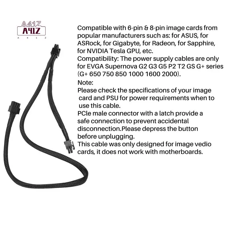 A41Z-8 PIN для двойного 8-контактного 6-контактного кабеля питания PCIE VGA для EVGA Supernova G2 G3 G5 P2 T2 GS G+ 650 750 850 1000
A41Z-8 PIN для двойного 8-контактного 6-контактного кабеля питания PCIE VGA для EVGA Supernova G2 G3 G5 P2 T2 GS G+ 650 750 850 1000