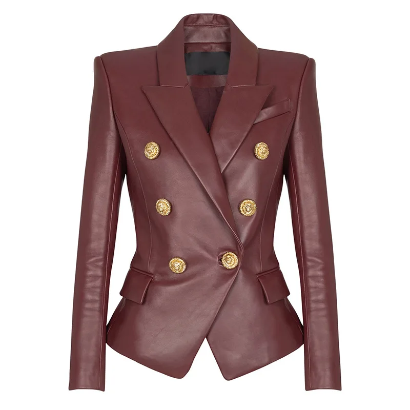 Vintage Lion Button Wine Leather Blazer Women Elegant Office Lady Work Casual Date Night Party Club Wear Cocktail Prom Jacket
Vintage Lion Button Wine Leather Blazer Women Elegant Office Lady Work Casual Date Night Party Club Wear Cocktail Prom Jacket