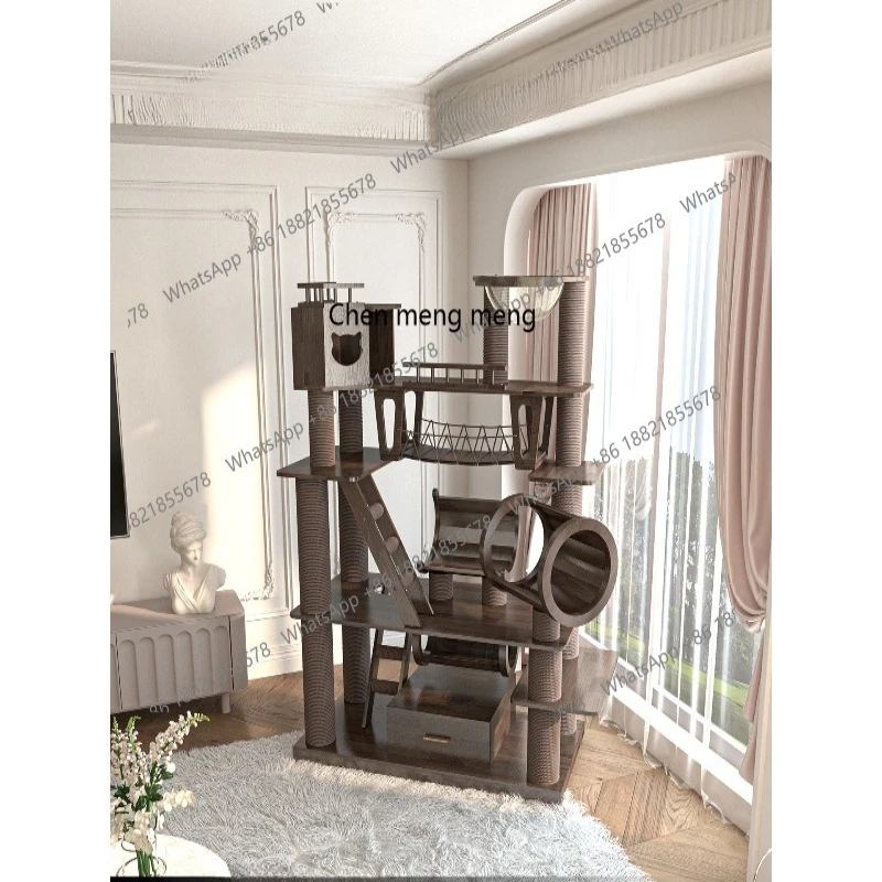 Large solid wood cat climbing frame nest cat tree integrated castle lacquered black walnut color h210606
Large solid wood cat climbing frame nest cat tree integrated castle lacquered black walnut color h210606