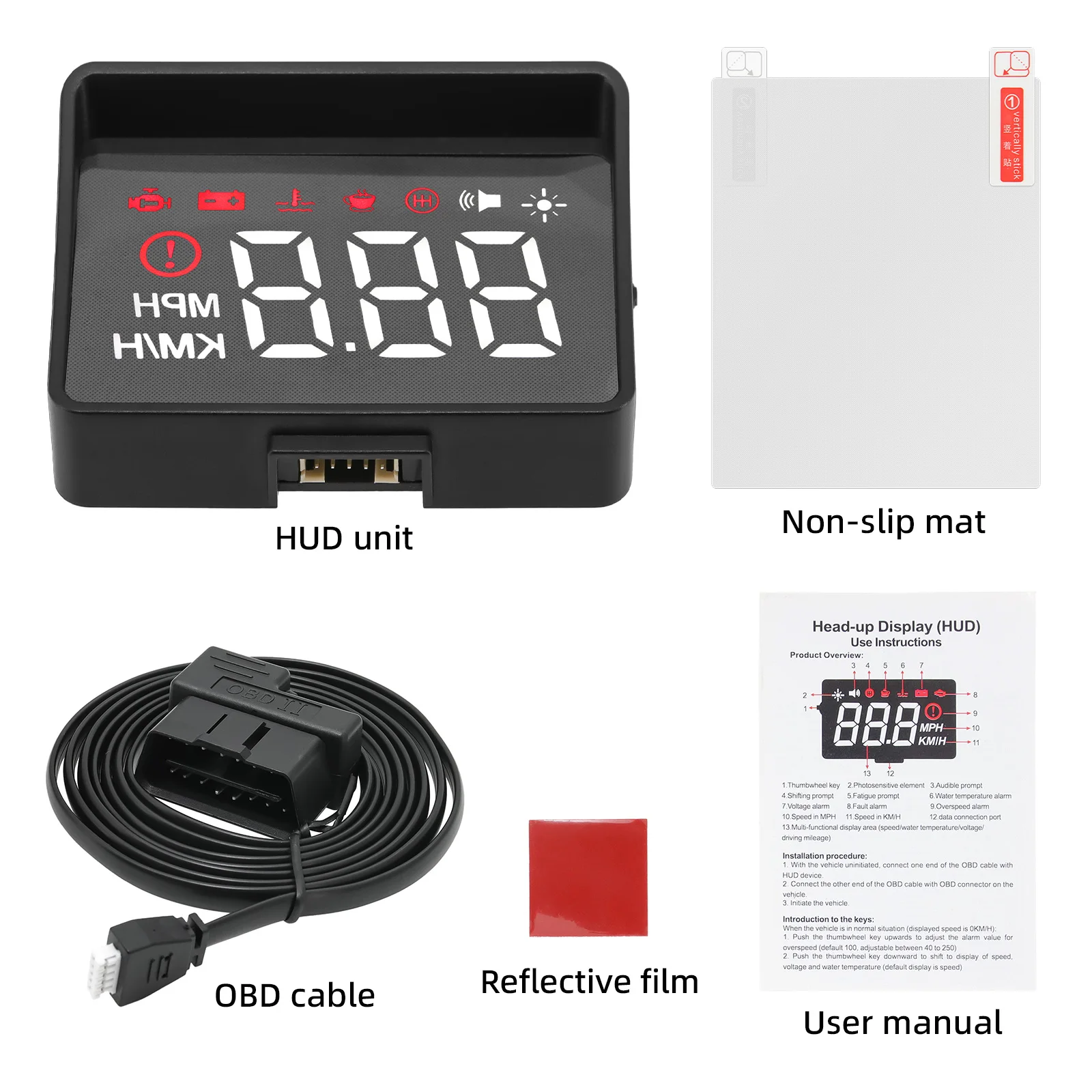 A100s OBD Head Up Display Windshield Projector with Overspeed Warning System Water Temperature Alarm Voltage Alarm
A100s OBD Head Up Display Windshield Projector with Overspeed Warning System Water Temperature Alarm Voltage Alarm