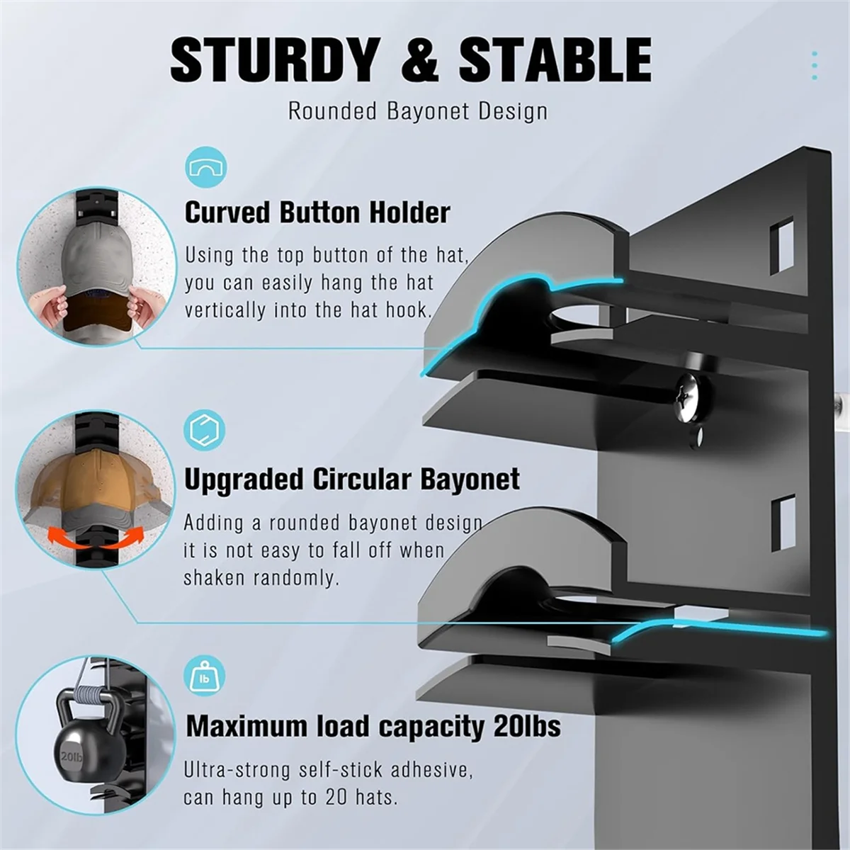 Y31A 2 шт. органайзер для бейсбольных кепок, вешалка для шляп на стену с прочным клеем, вмещает до 20 шляп, вешалка для шляп, дисплей
Y31A 2 шт. органайзер для бейсбольных кепок, вешалка для шляп на стену с прочным клеем, вмещает до 20 шляп, вешалка для шляп, дисплей