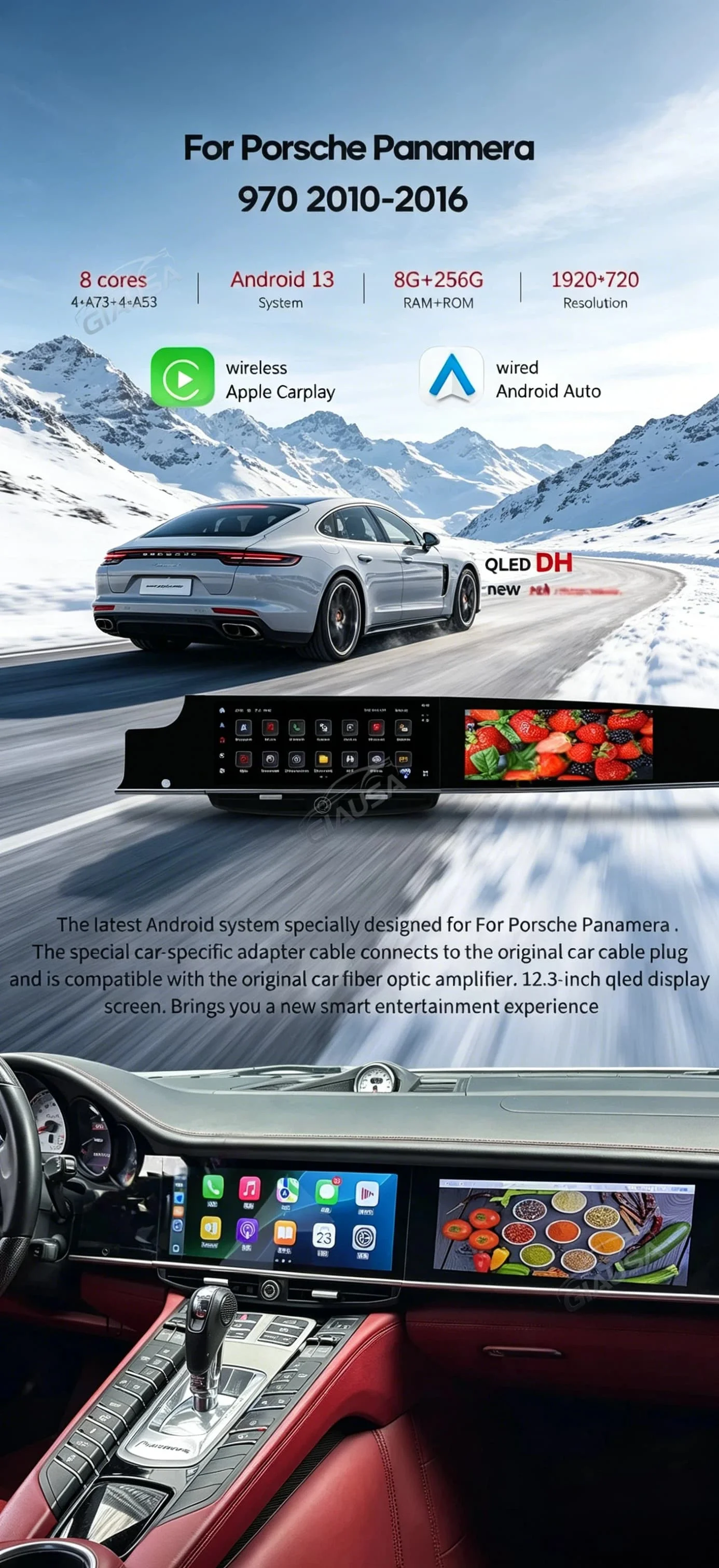 12.3 Inch+11.4 Inch Dual Screen Carplay For Porsche Panamera 970 2010-2016 Upgraded Interactive Android Multimedia Video Player
12.3 Inch+11.4 Inch Dual Screen Carplay For Porsche Panamera 970 2010-2016 Upgraded Interactive Android Multimedia Video Player