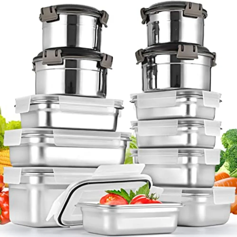 12PC 304 Stainless Steel Food Storage Containers with Lids Leakproof Meal Prep Container Airtight Lunch Boxes Kimchi Containers
12PC 304 Stainless Steel Food Storage Containers with Lids Leakproof Meal Prep Container Airtight Lunch Boxes Kimchi Containers