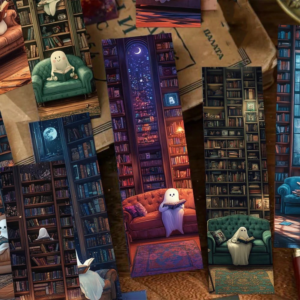 30/60pcs ghost library bookmarks reading books labeling paper cards student office supplies page message cards creative bookmark
30/60pcs ghost library bookmarks reading books labeling paper cards student office supplies page message cards creative bookmark
