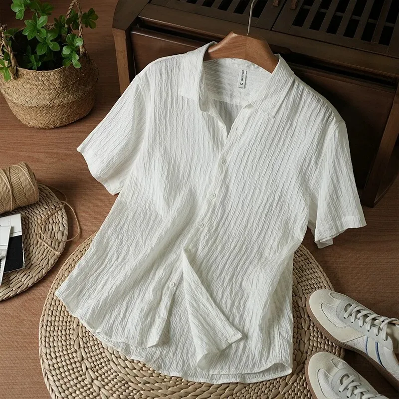 Summer Ice Silk Jacquard Short Sleeve Shirt American Casual Fashion Simple Commute Lapel Single Breasted Men's T-shirt
Summer Ice Silk Jacquard Short Sleeve Shirt American Casual Fashion Simple Commute Lapel Single Breasted Men's T-shirt