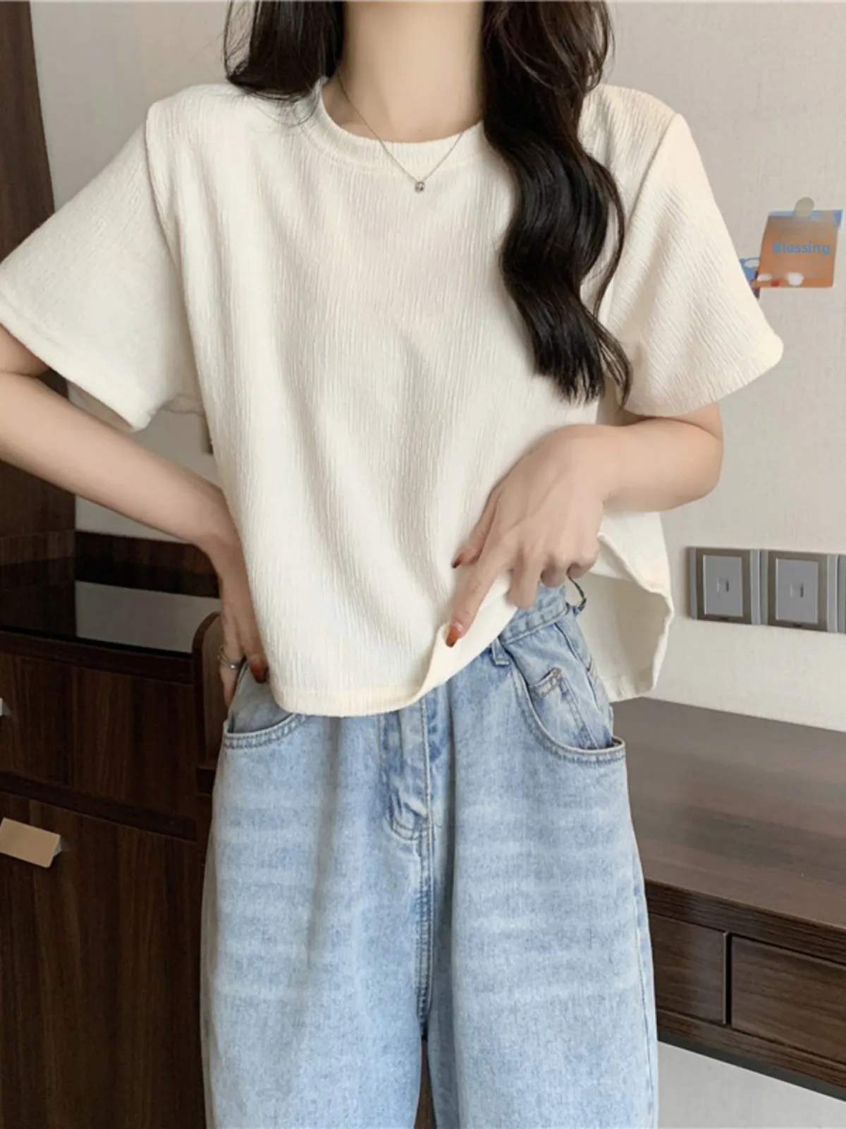 Loose ort Sve Women's T-irt Ultra Fairy CEC Summer Casual Sle Pure Color GIMA round Ne ort Length Polyester
Loose ort Sve Women's T-irt Ultra Fairy CEC Summer Casual Sle Pure Color GIMA round Ne ort Length Polyester