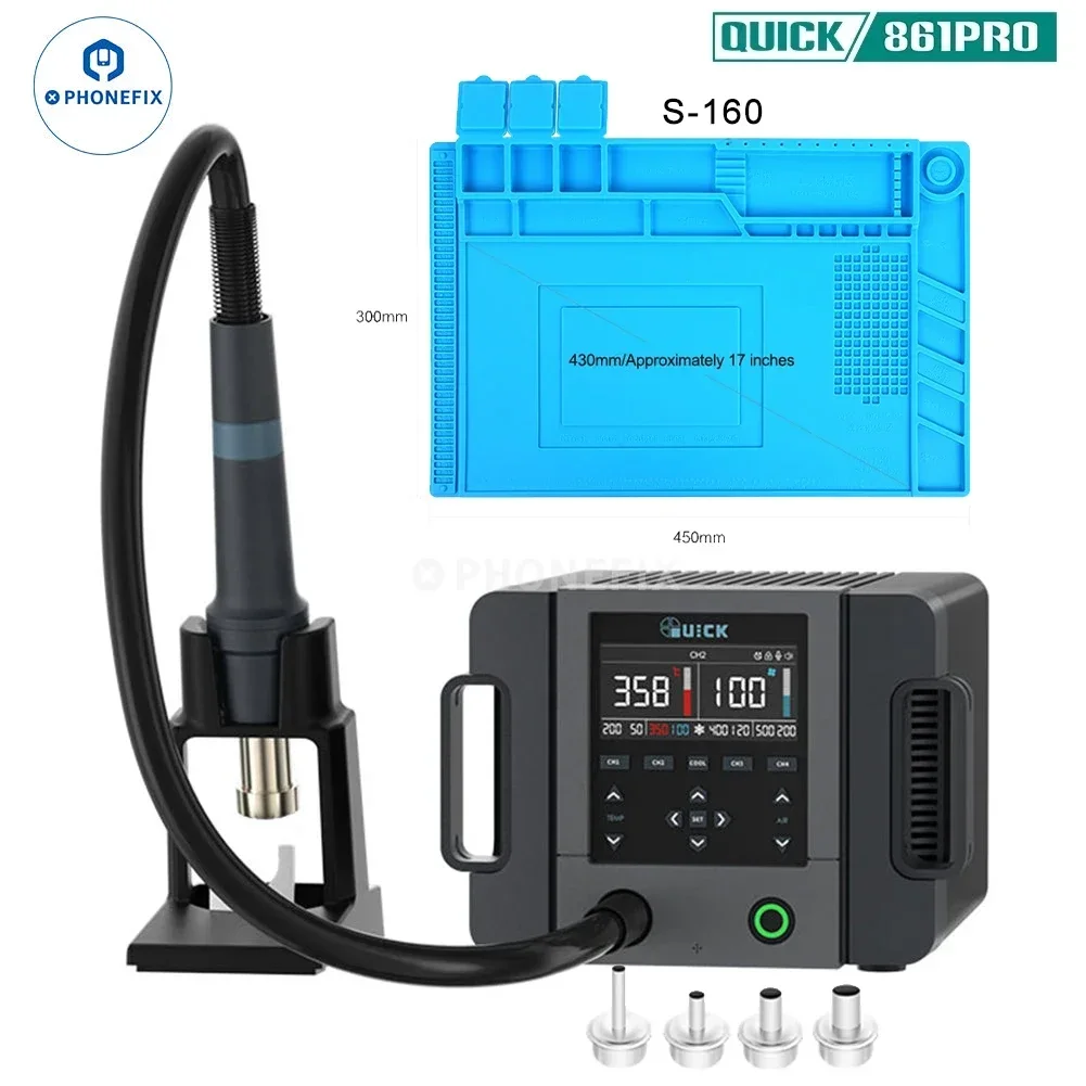QUICK 861 Pro Smart Voice Control Heat Gun Rework Station Hot Air Desoldering Station Cooling Hibernation for PCB Chip Repair
QUICK 861 Pro Smart Voice Control Heat Gun Rework Station Hot Air Desoldering Station Cooling Hibernation for PCB Chip Repair