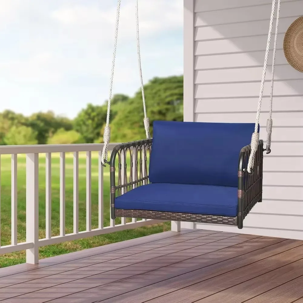 Porch Swing Chair, Rattan Woven Hanging Seat with Hanging Ropes, Cushions Hooks, Wicker Hanging Swing Bench
Porch Swing Chair, Rattan Woven Hanging Seat with Hanging Ropes, Cushions Hooks, Wicker Hanging Swing Bench